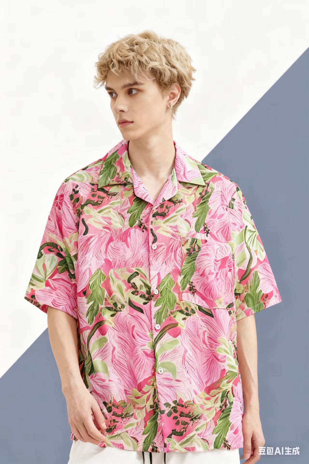Vintage Hawaiian Floral Shirt - Vintage plage Blusas Vocation rose Graffiti