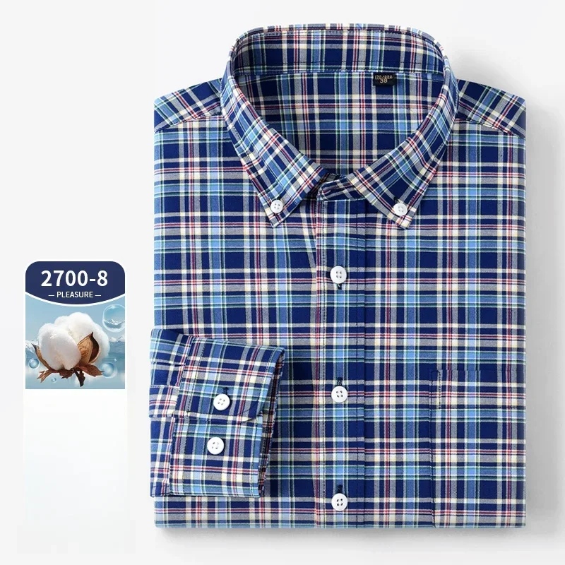 Oxford Cotton Casual Shirt Business - Chemise à manches longues pour hommes,