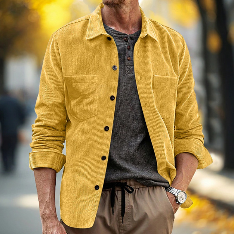 Corduroy Button Up Shirt Men - Chemise en velours côtelé vintage pour
