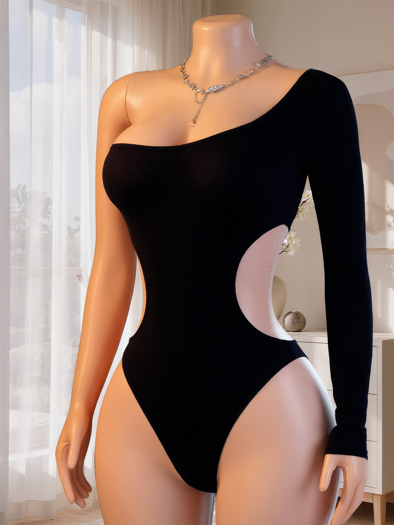 Underwear - Body asymétrique à manches longues pour