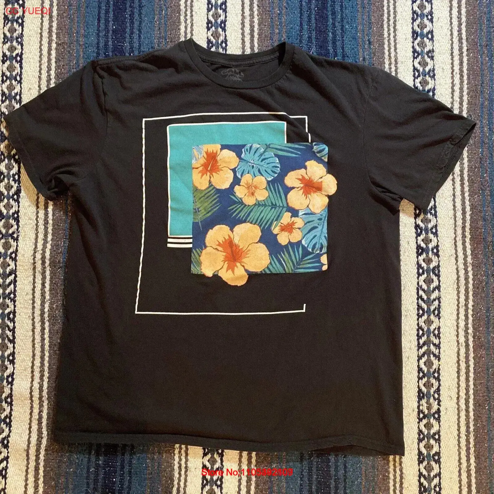 Vintage Hawaiian Floral Shirt - T-shirt XL style Y2K vintage délavé,