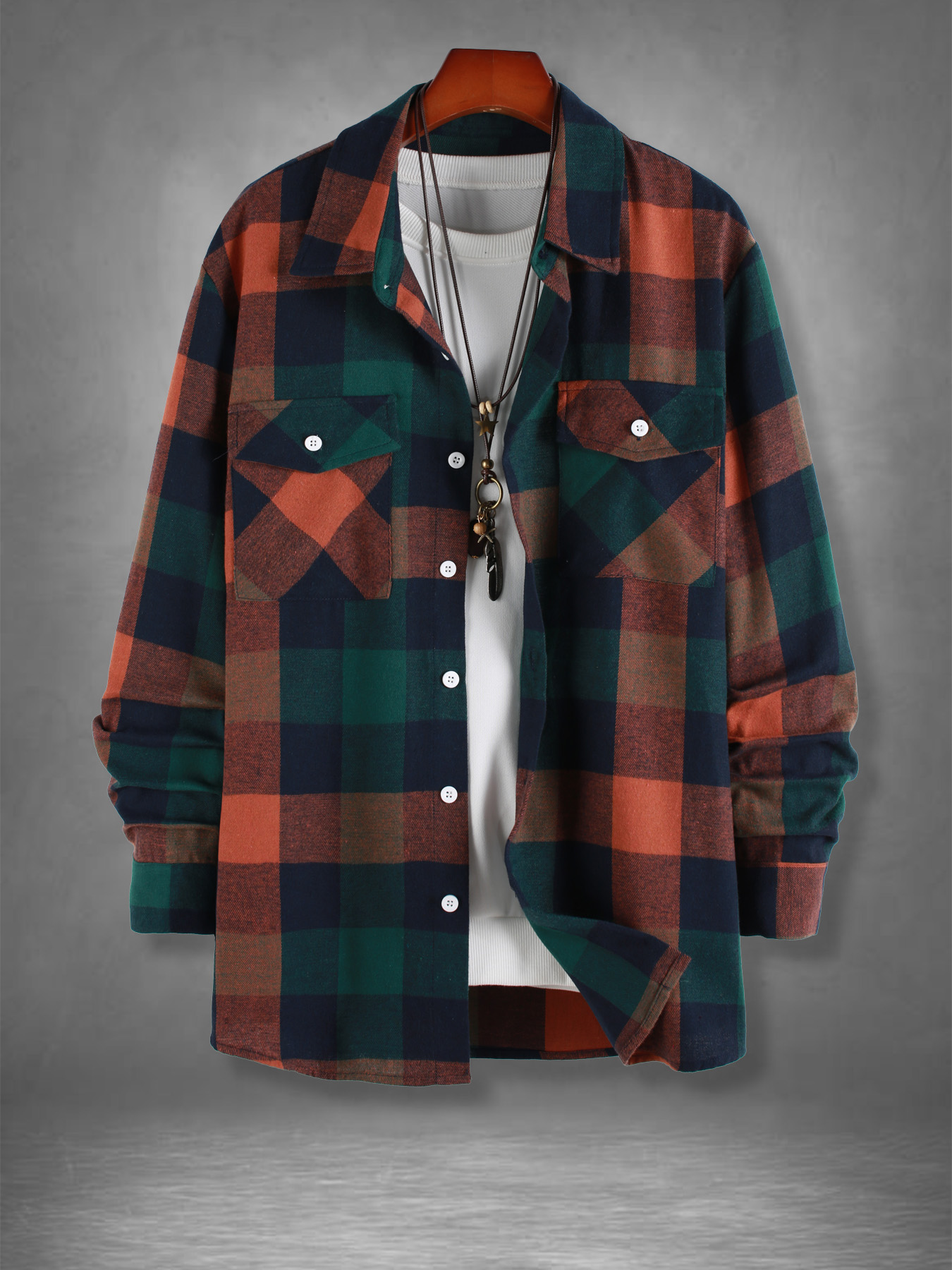 Jackets - Chemise en flanelle à carreaux orange