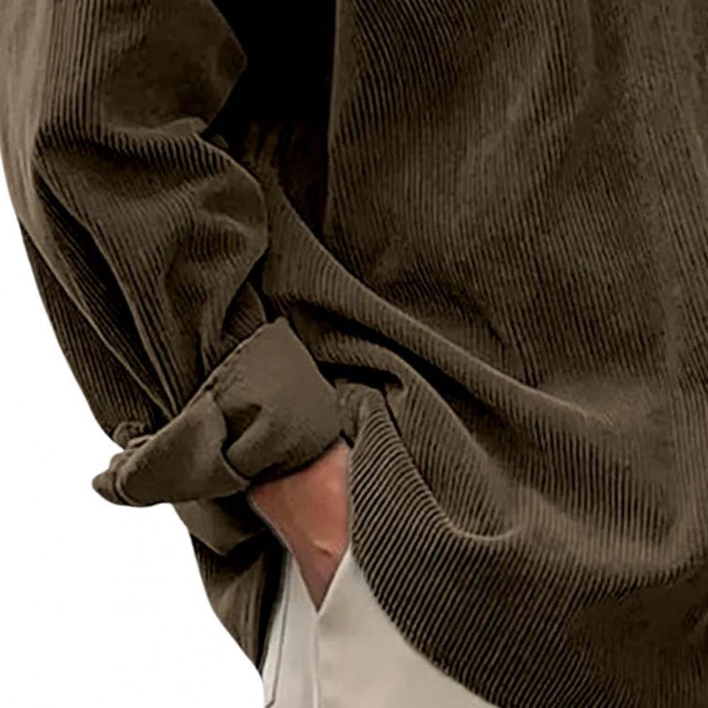 Corduroy Button Up Shirt Men - Chemises décontractées pour hommes, couleur unie,