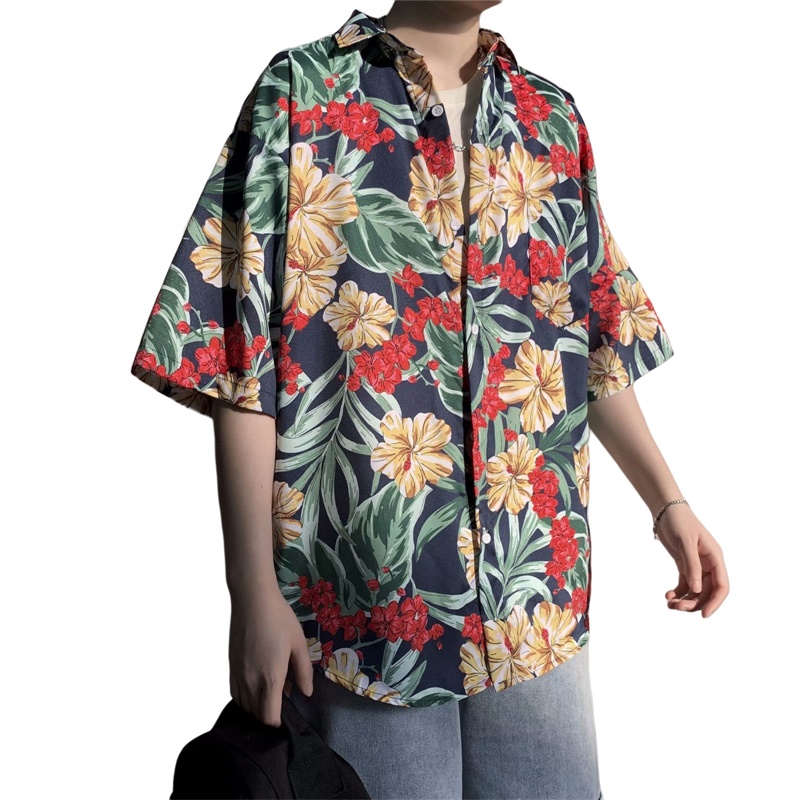 Vintage Hawaiian Floral Shirt - Chemise hawaïenne à manches courtes pour