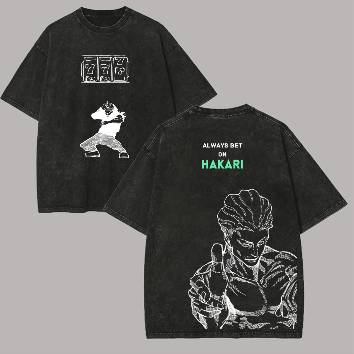 Acid Wash Vintage Graphic T Shirt - T-shirt Jujutsu Kaisen Hakari – Imprimé