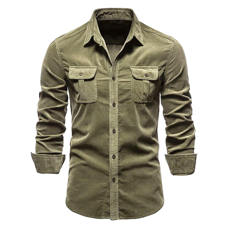 Corduroy Button Up Shirt Men - Chemise en velours côtelé pour hommes,