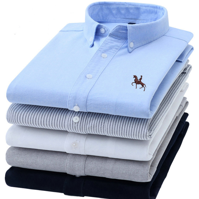 Oxford Cotton Casual Shirt Business - Chemises Oxford pour hommes, manches longues,