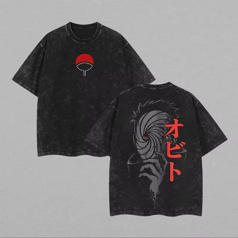 Acid Wash Vintage Graphic T Shirt - T-shirt Naruto Obito Uchiha Masque Vintage