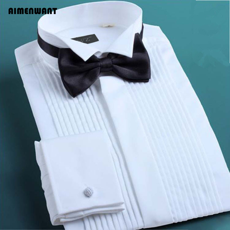 Mandarin Collar Formal Shirt Slim Fit - AIMENWANT-Chemises de smoking coréennes pour hommes,