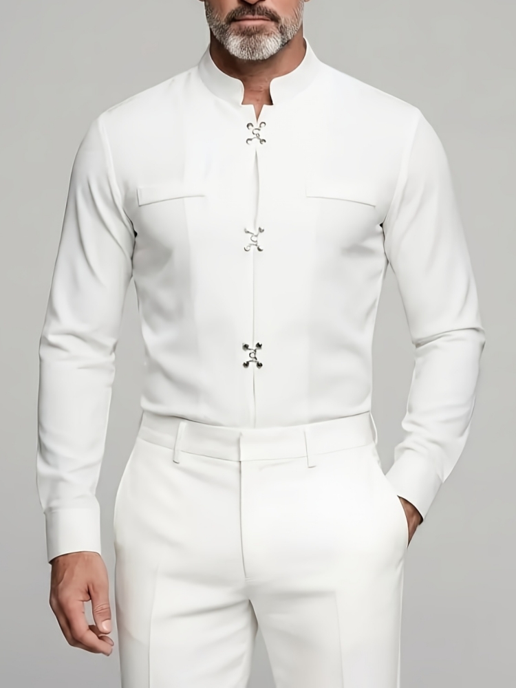 Mandarin Collar Formal Shirt Slim Fit - Chemise de luxe pour homme à