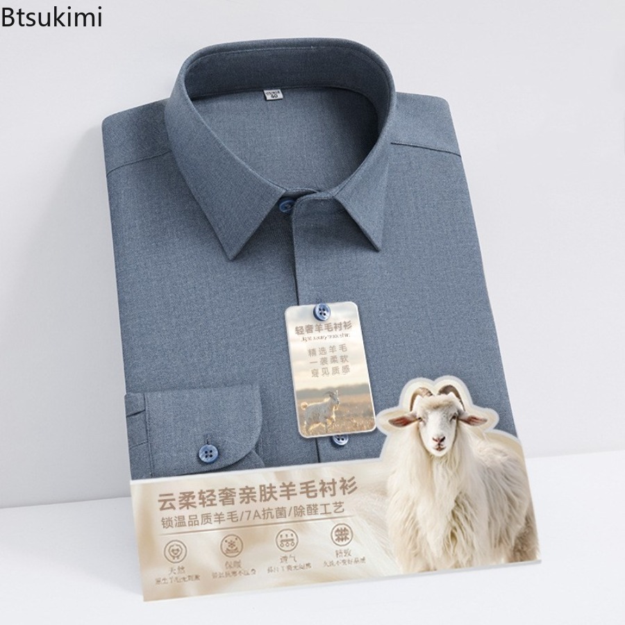 Mandarin Collar Formal Shirt Slim Fit - Chemises à manches longues en laine