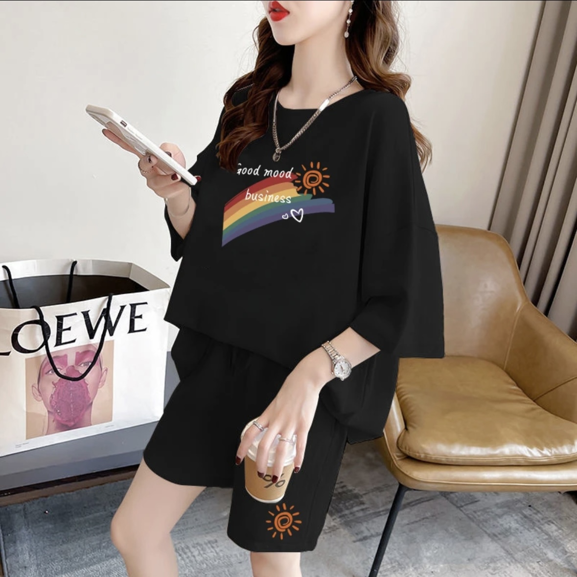 T-Shirts - Ensemble de shorts d'été pour femmes,
