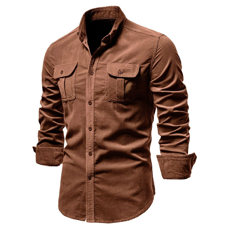 Veste chemise décontractée en  - Corduroy Button Up Shirt Men avis et prix