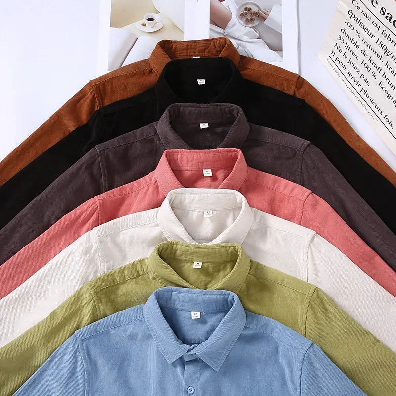 Printemps automne hommes à man - Corduroy Button Up Shirt Men avis et prix