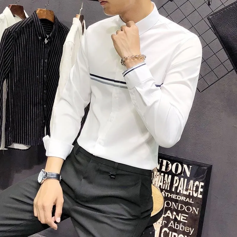 Chemise homme à col mandarin,  - Mandarin Collar Formal Shirt Slim Fit avis et prix