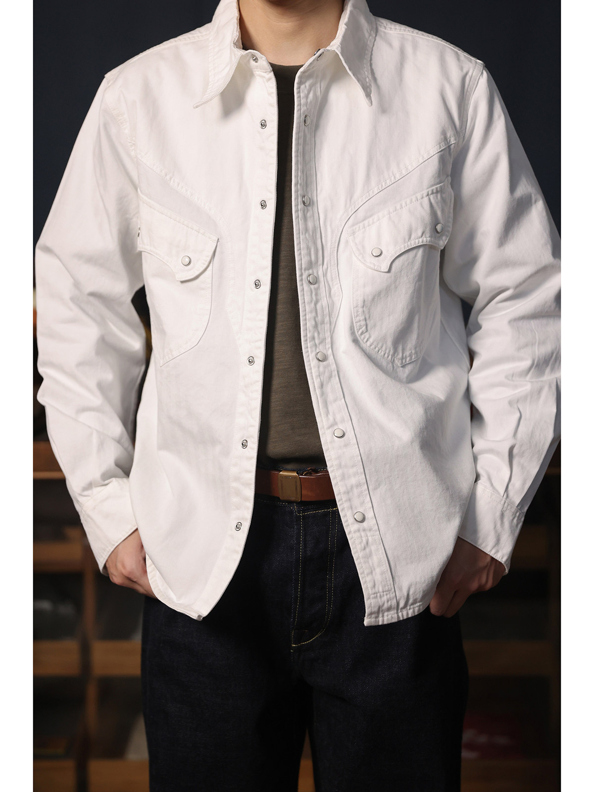 Chemise Western en jean délavé - Mens Western Denim Pearl Snap Shirt avis et prix