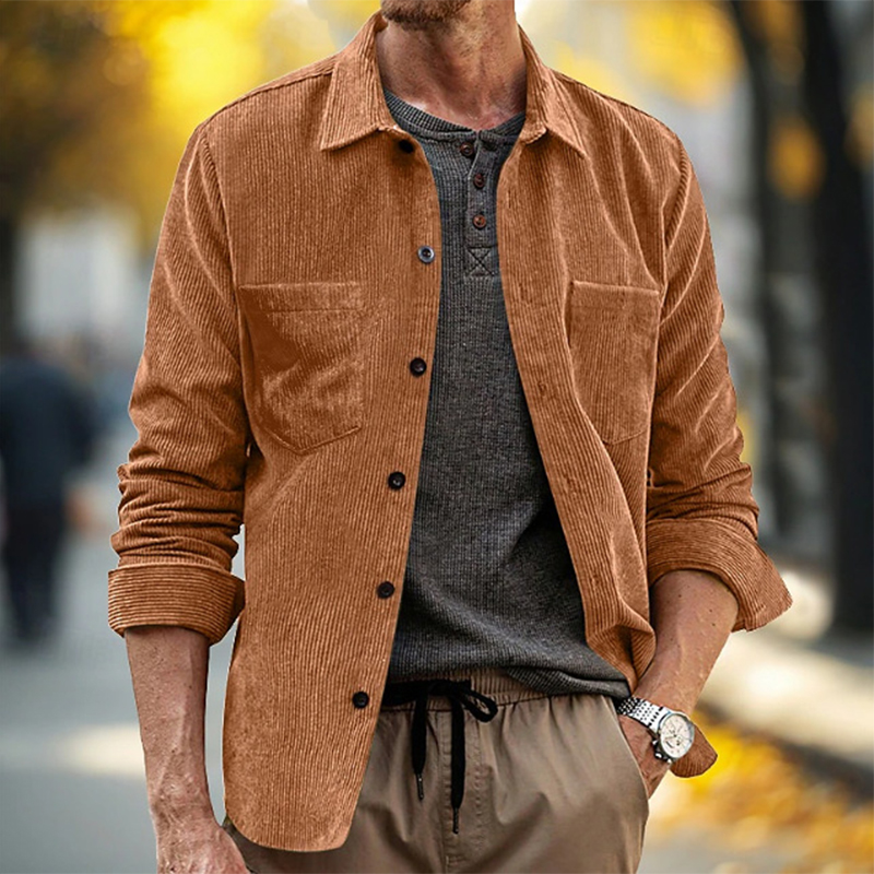 Chemise en velours côtelé vint - Corduroy Button Up Shirt Men avis et prix