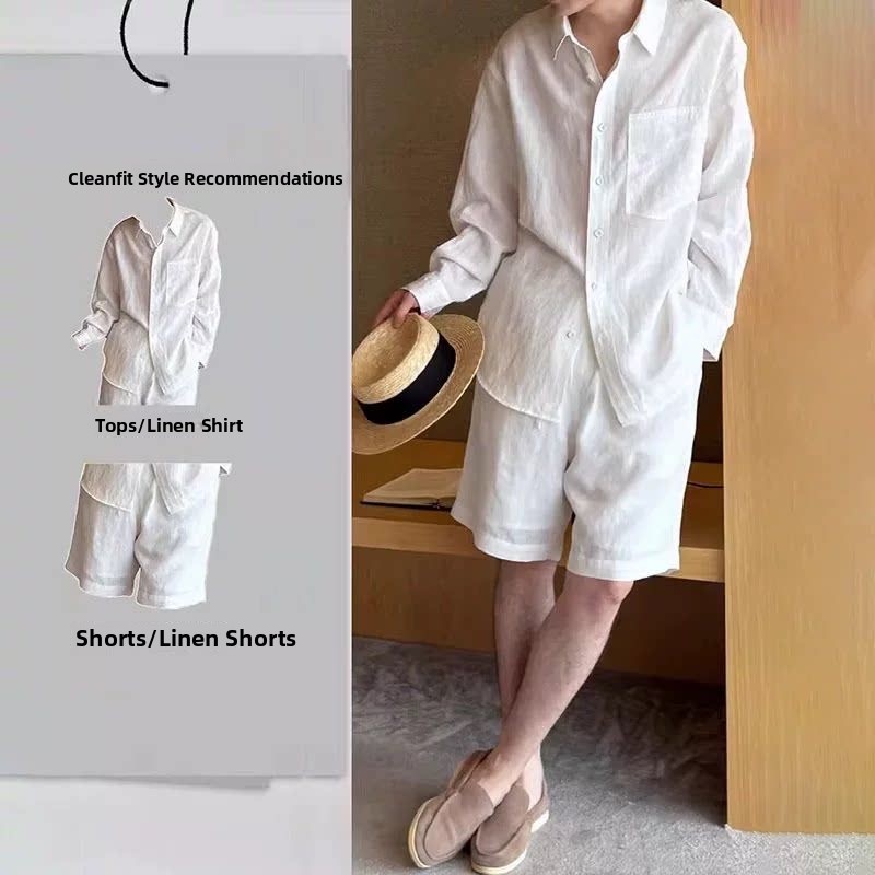 Ensemble chemise et short lége - Mens Linen Shirt Long Sleeve avis et prix