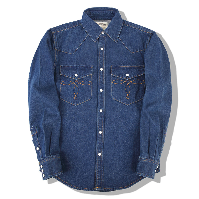 American Wash Vintage Denim ch - Mens Western Denim Pearl Snap Shirt avis et prix
