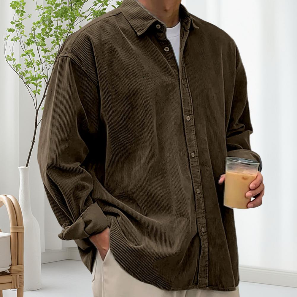 Chemises décontractées pour ho - Corduroy Button Up Shirt Men avis et prix