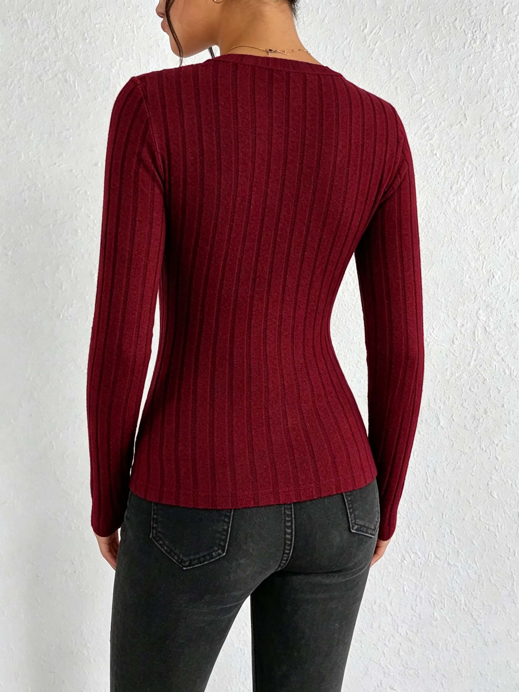 Haut en maille côtelée à col e - T-Shirts avis et prix