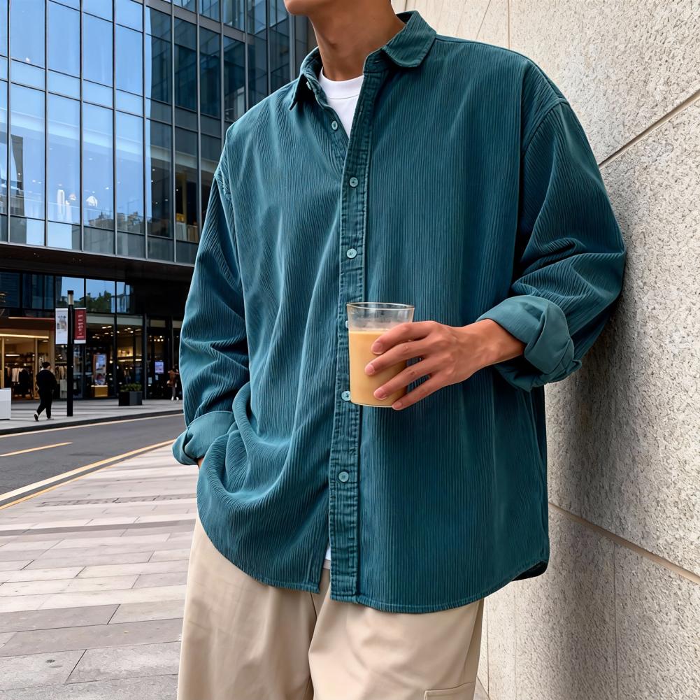 Nouvelle chemise en velours cô - Corduroy Button Up Shirt Men avis et prix