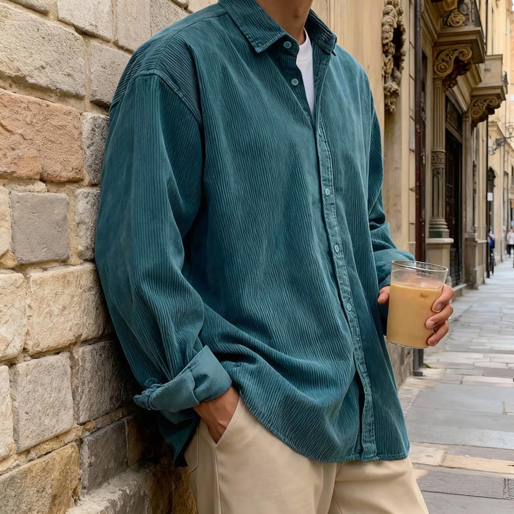 Nouvelle chemise en velours cô - Corduroy Button Up Shirt Men avis et prix