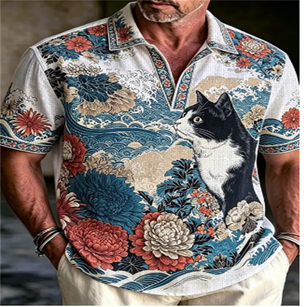 Polo à manches courtes pour ho - Vintage Hawaiian Floral Shirt avis et prix