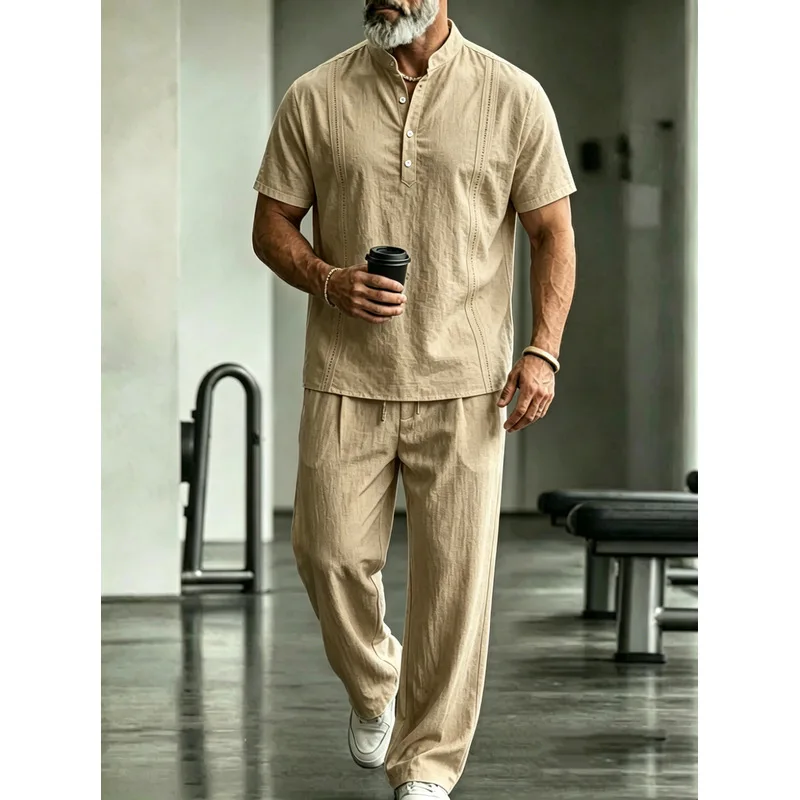 Ensemble décontracté 2 pièces  - Mens Linen Shirt Long Sleeve avis et prix