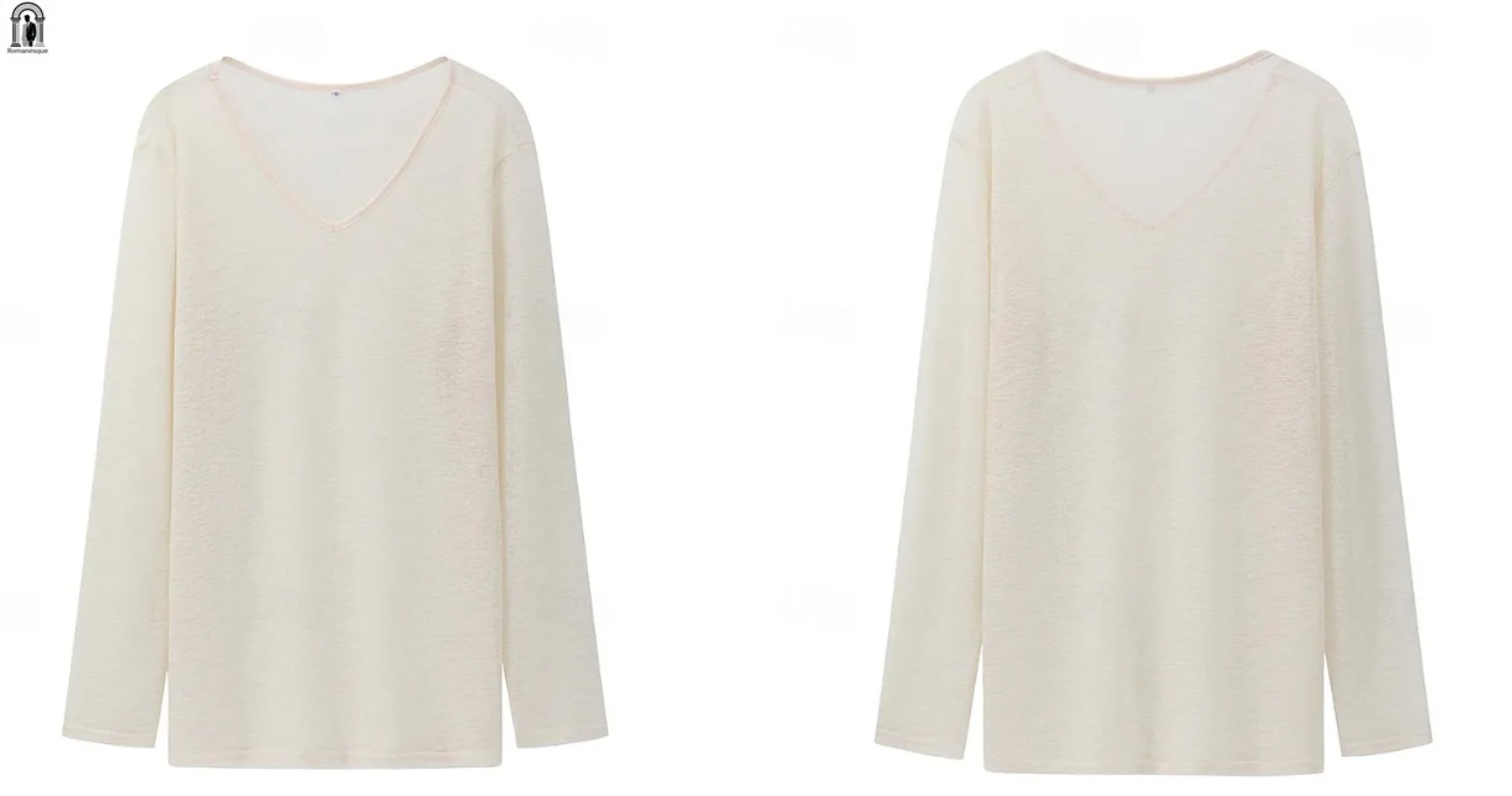 T-shirt décontracté à col en V - Mens Linen Shirt Long Sleeve avis et prix