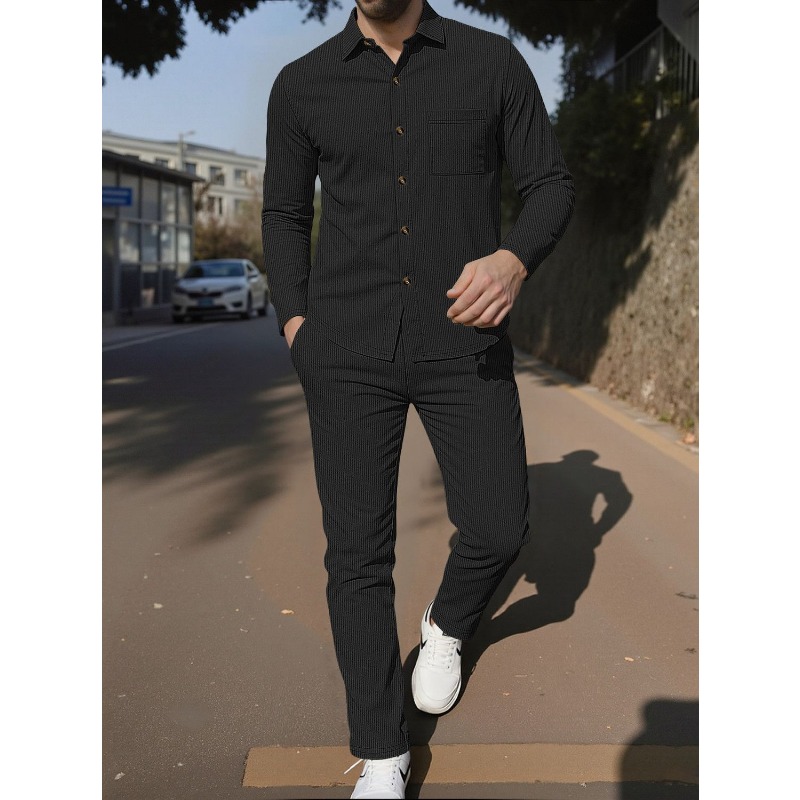 Ensemble deux pièces pour homm - Corduroy Button Up Shirt Men avis et prix