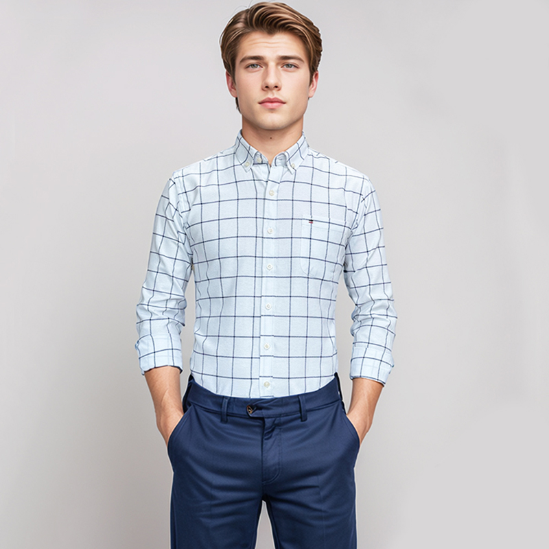 Chemise à carreaux Oxford à ma - Oxford Cotton Casual Shirt Business avis et prix