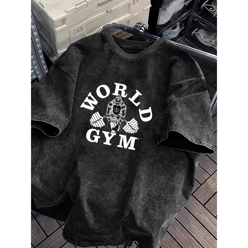 T-shirt World Gym Gorilla Lift - Acid Wash Vintage Graphic T Shirt avis et prix