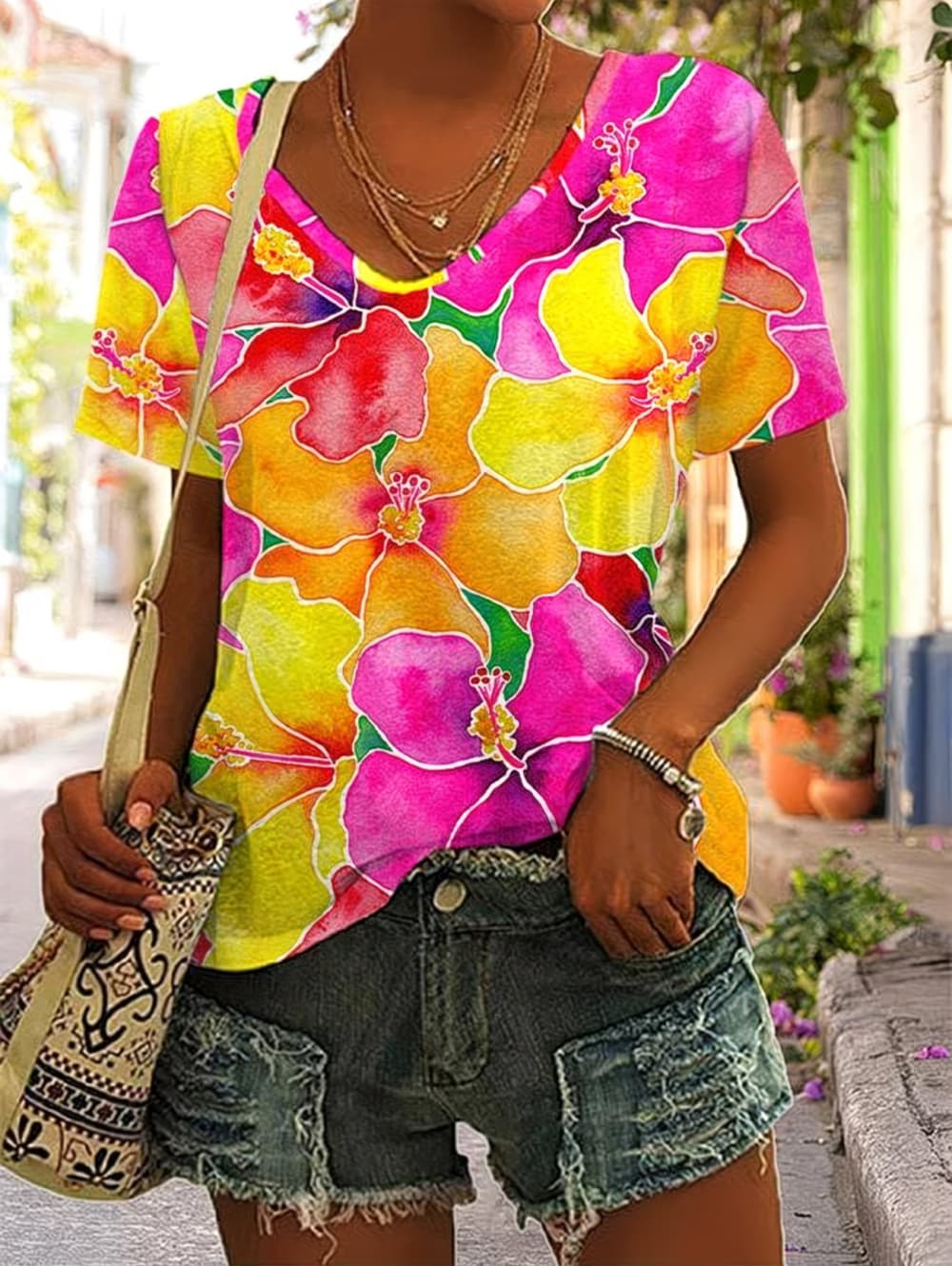T-shirt d'été pour femmes, mot - Vintage Hawaiian Floral Shirt avis et prix
